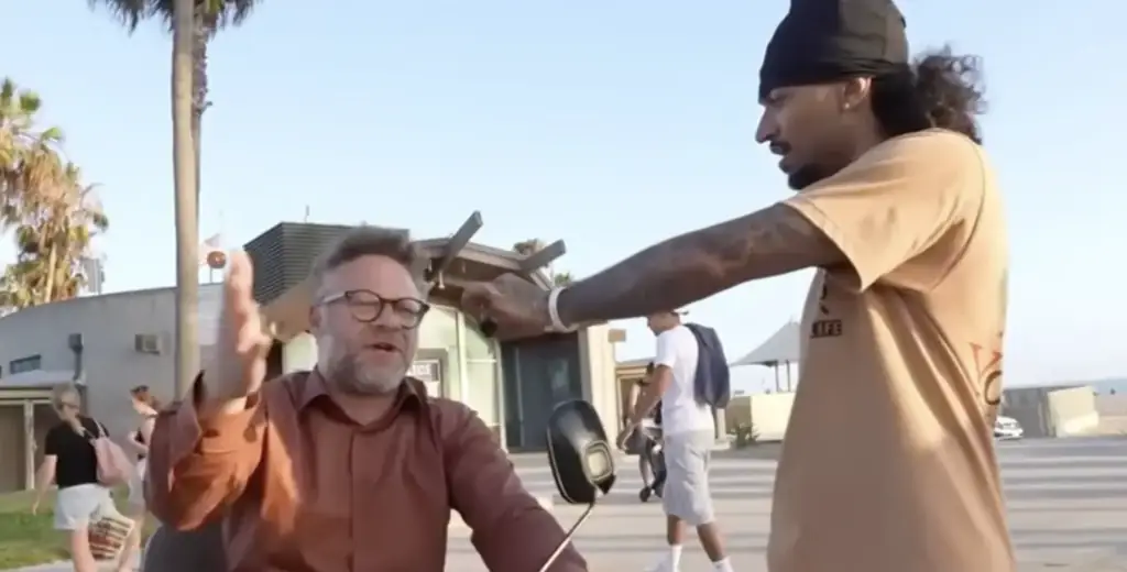 Jonah Hill was frustrated about being interrupted. Credit: YouTube / Yung Mooch