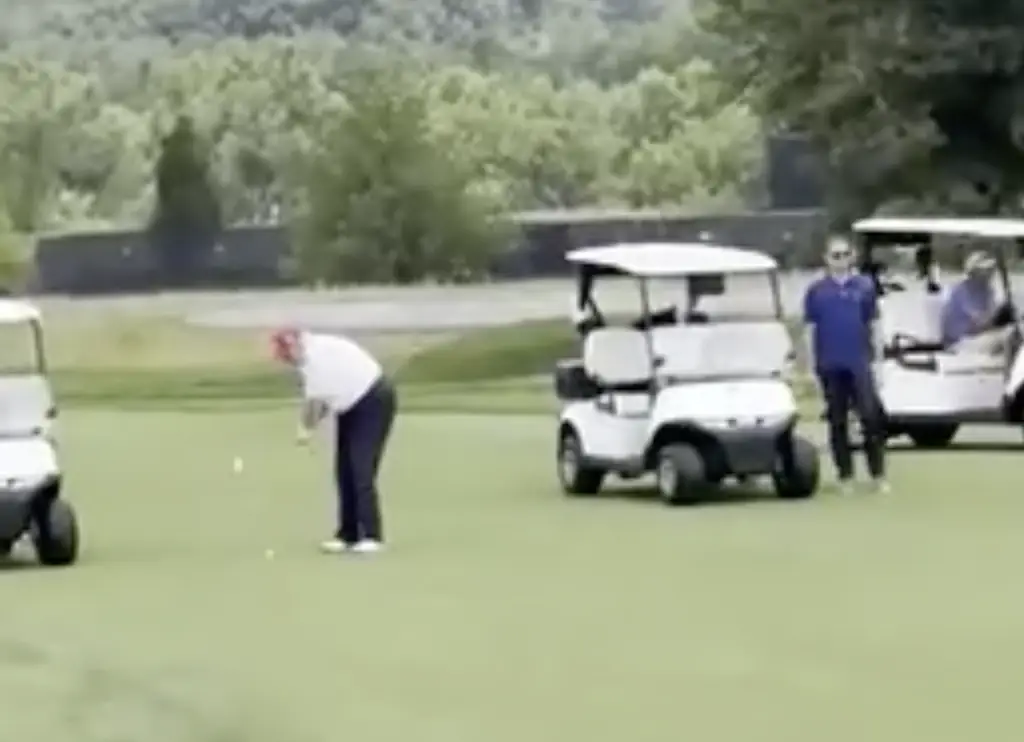 The video of Trump's 'winning shot' sparked accusations of cheating. Credit: Truth Social