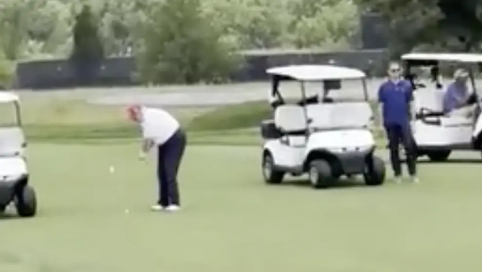 The video of Trump's 'winning shot' sparked accusations of cheating. Credit: Truth Social