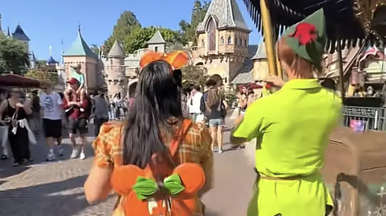 The adult has been following Peter Pan actors around Disneyland. Credit: TikTok/@babytoni99