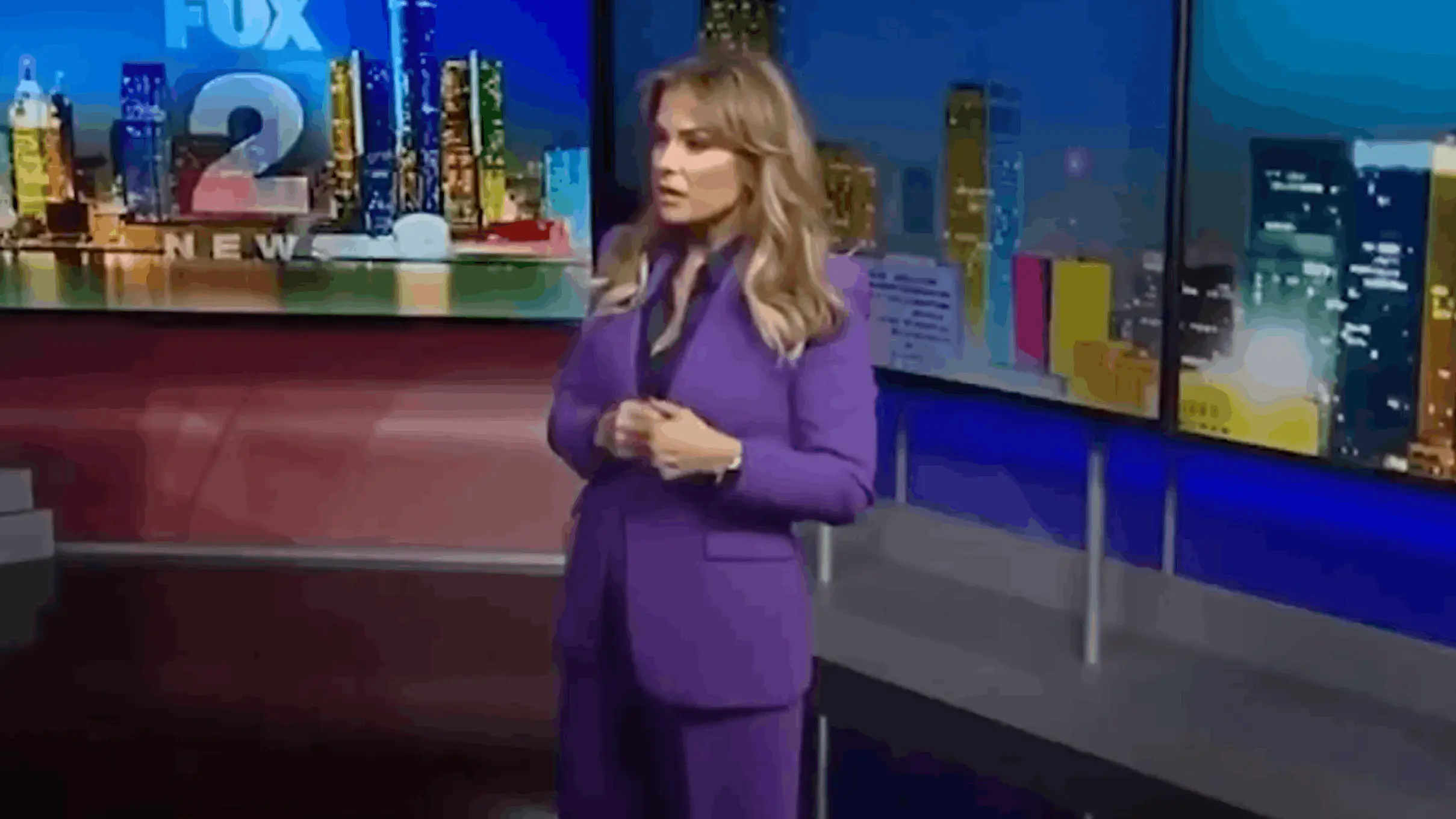 The former Fox News presenter could be seen losing her temper with a colleague, who was off-camera. Credit: Fox 2 Detroit