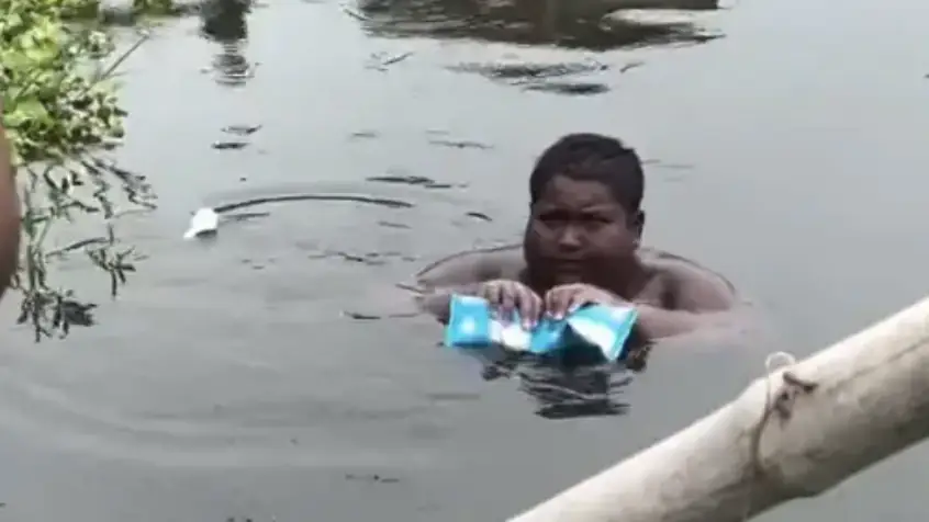 16-year-old Iqbal Sheikh has spent a chunk of the last five years submerging himself in ponds. Credit: X