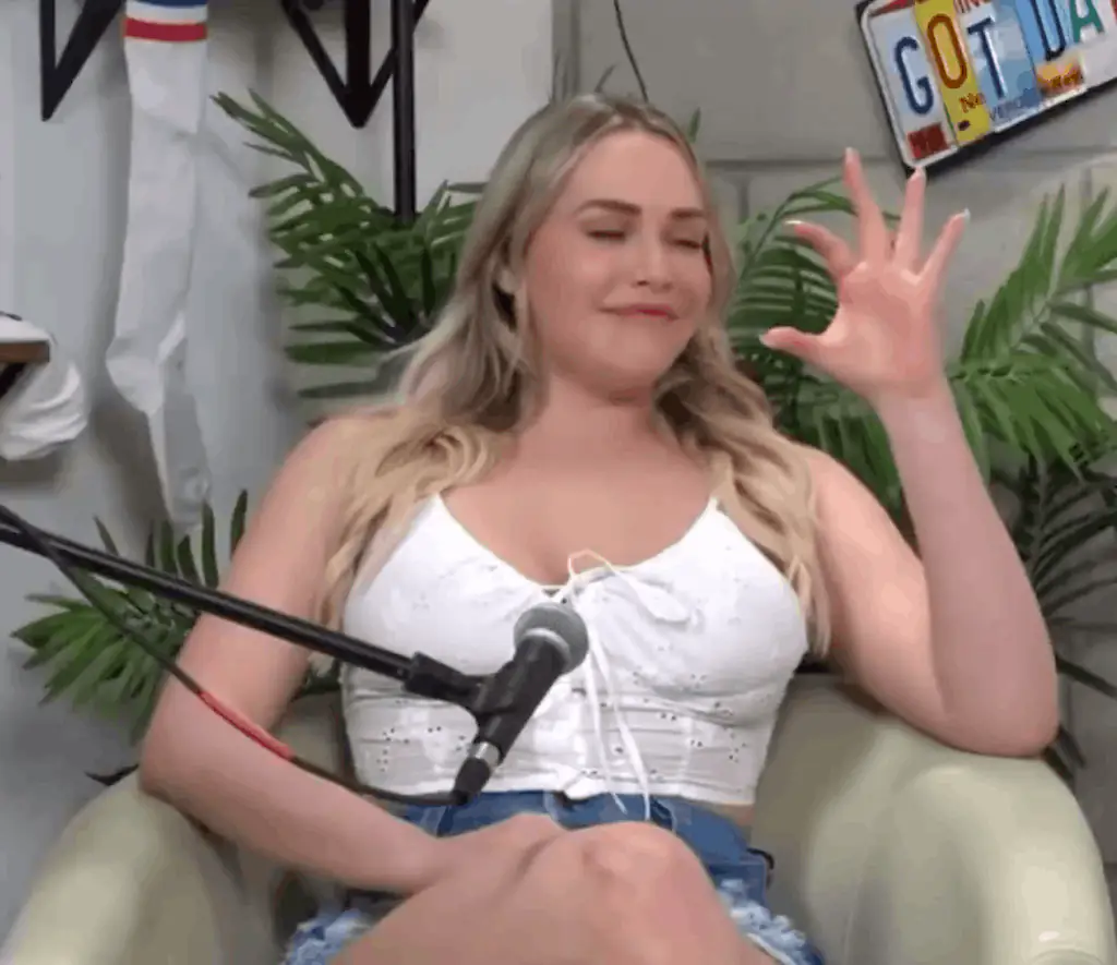 Mia Malkova was clearly amused by the male performer's size. Credit: Stiff Socks Podcast