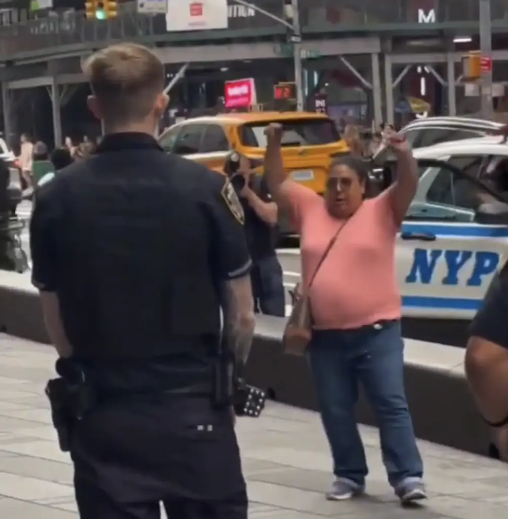 Pamela Cisneros was shot dead, after killing one and injuring another during an unprovoked knife attack in Times Square. Credit: X