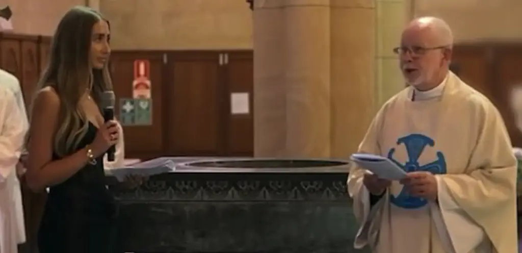 Phillips underwent a Catholic ceremony. Credit: Stan 