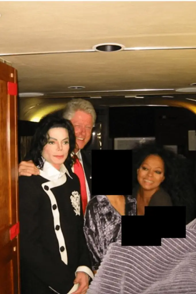 A picture of Michael Jackson, Bill Clinton, and Diana Ross was in the files. Credit: US Department of Justice
