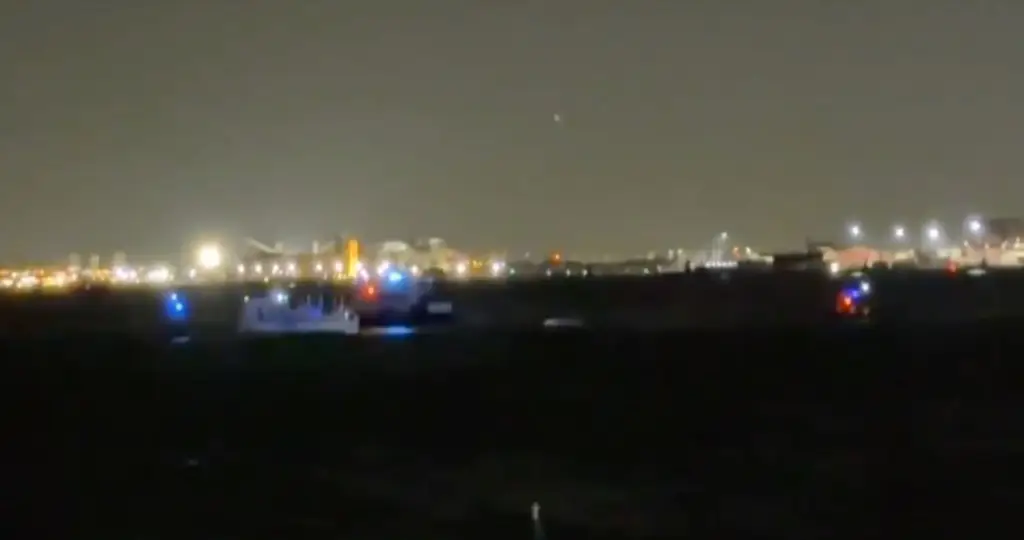 14 people had to be rescued from the waters off Liberty Island after the crash (Picture: CBS New York)