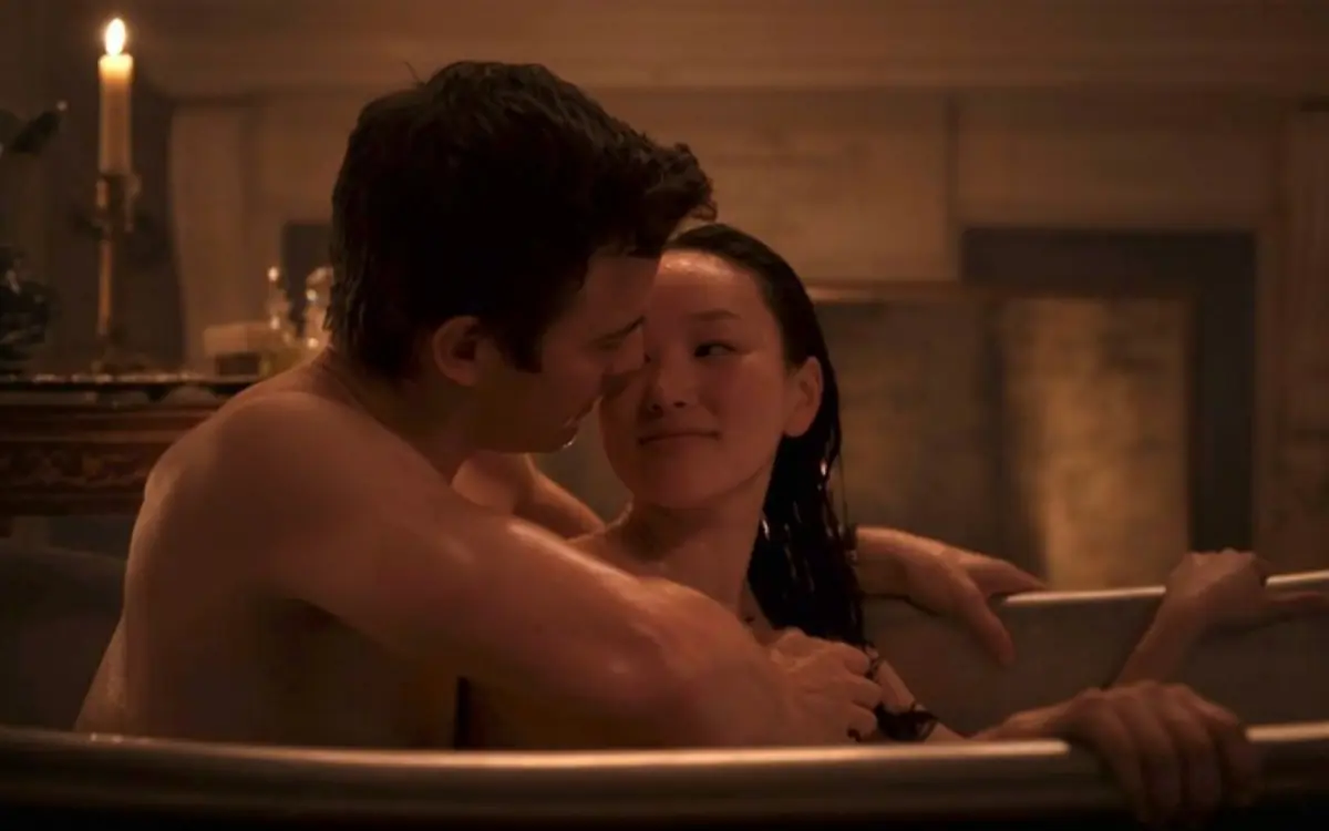 Yerin Ha and Luke Thompson filmed several steamy scenes for Bridgerton season 4 (Picture: Netflix/Press)