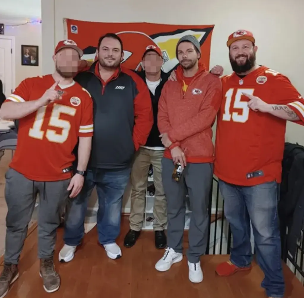 David Harrington, 37, Clayton McGeeney, 36, and Ricky Johnson, 38, were found "frozen to death" outside a friend's home. Credit: Facebook