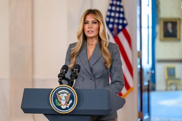 Melania Trump during her public address. Credit: Daniel Heuer/Bloomberg via Getty Images