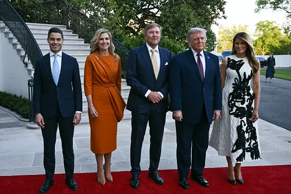 Donald Trump appears several inches shorter than the Dutch King Willem-Alexander. Credit: Brendan SMIALOWSKI / AFP via Getty Images