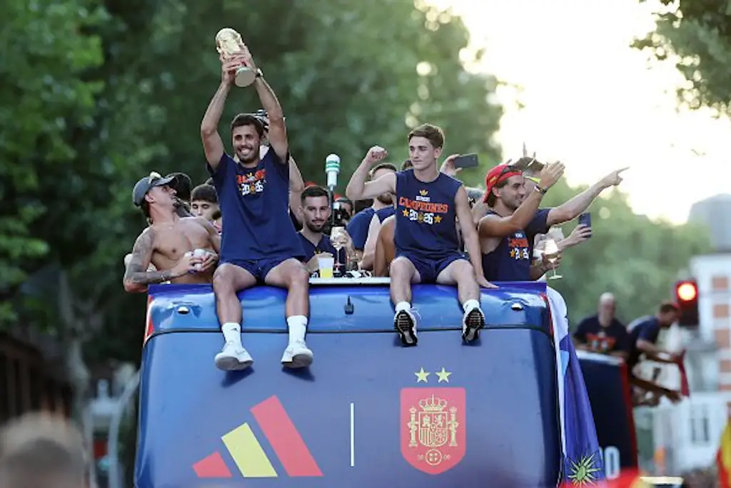 Ferran Torres poked fun at Donald Trump during Spain's World Cup victory parade. Credit: Thomas COEX / AFP via Getty Images