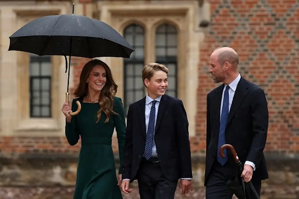 Prince George attends Eton College with his parents on his first day at the school. Credit: Adrian Dennis - WPA Pool/Getty Images