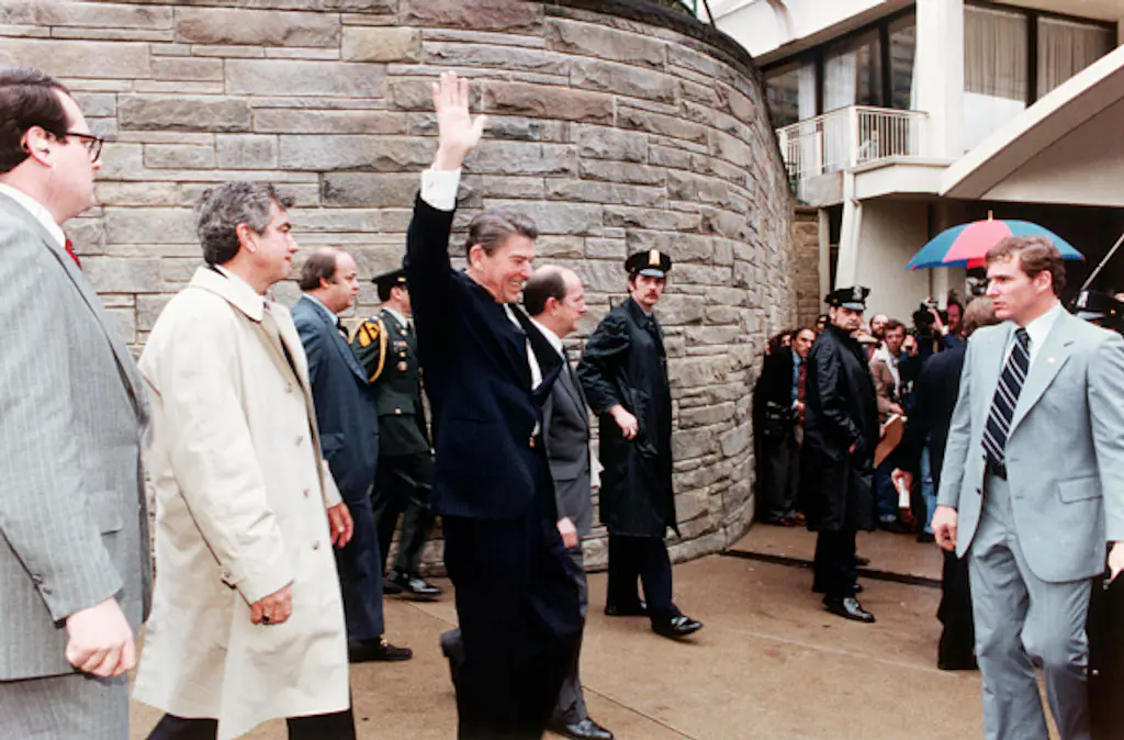 Ronald Reagan moments before being shot. Credit: CORBIS/Corbis via Getty Images