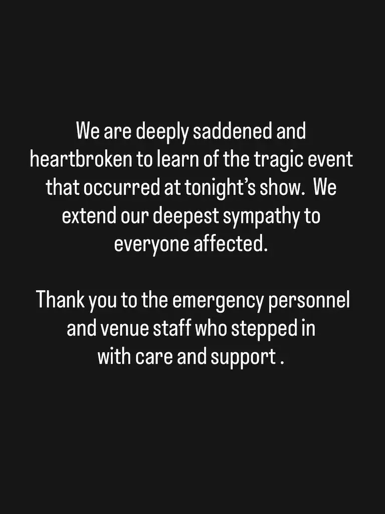 Goose shared a statement on Kueker's death at MSG.
Credut: Goosetheband /  Instagram Story
