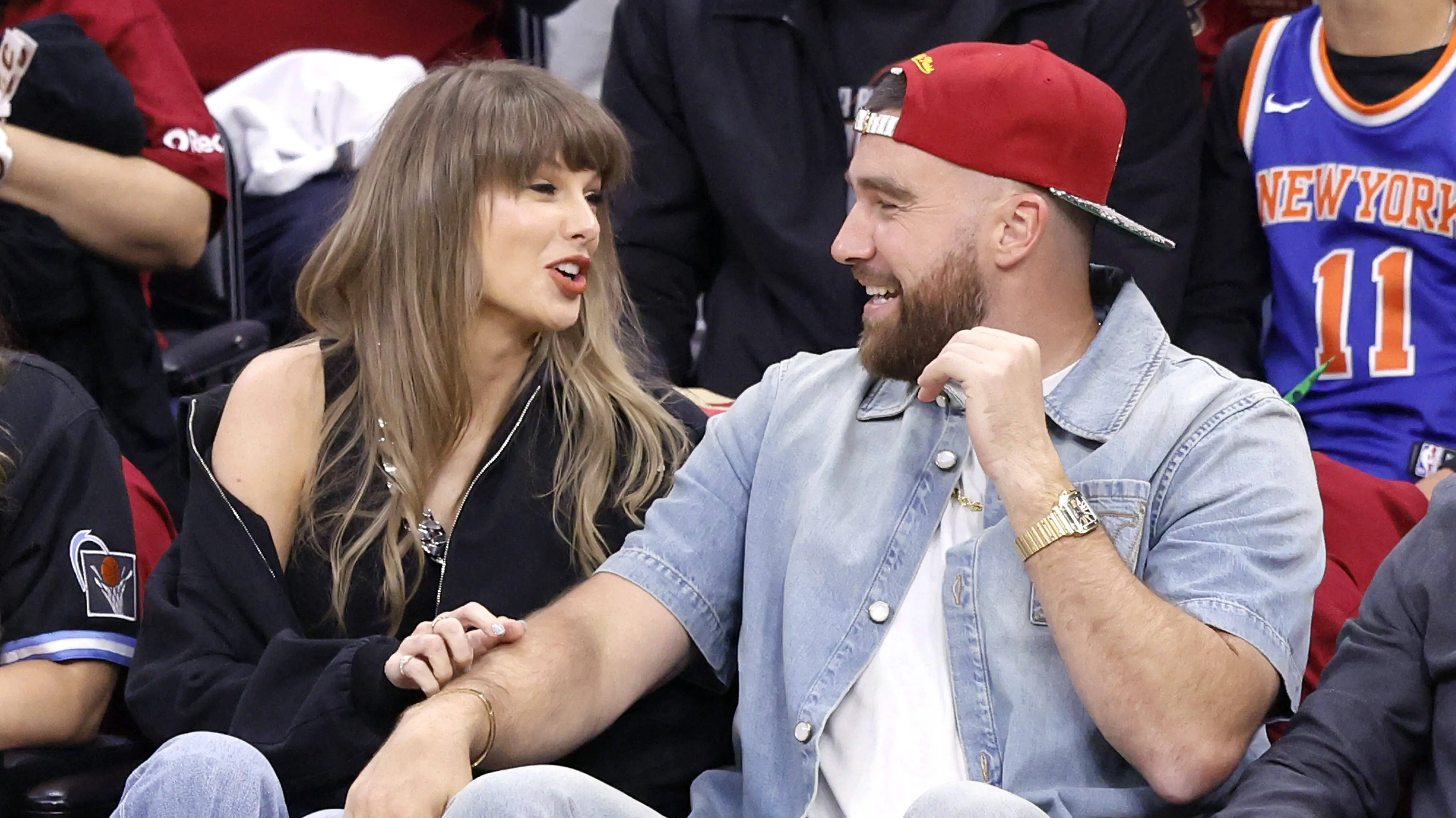 Taylor Swift and Travis Kelce had an awkward moment during the NBA Eastern Conference Finals. Credit: IMAGO / UPI Photo