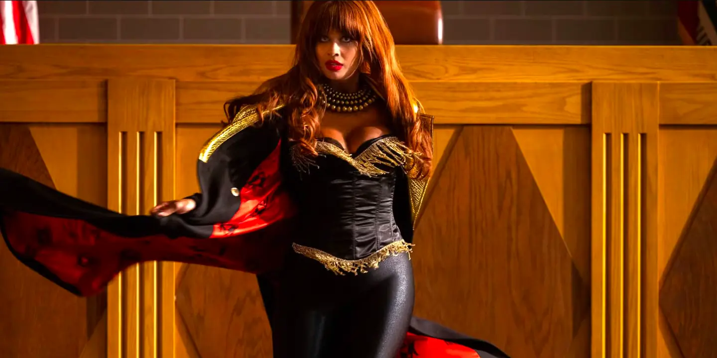 Jameela Jamil suffered an NSFW injury while filming She Hulk: Attorney at Law. Credit: Disney+