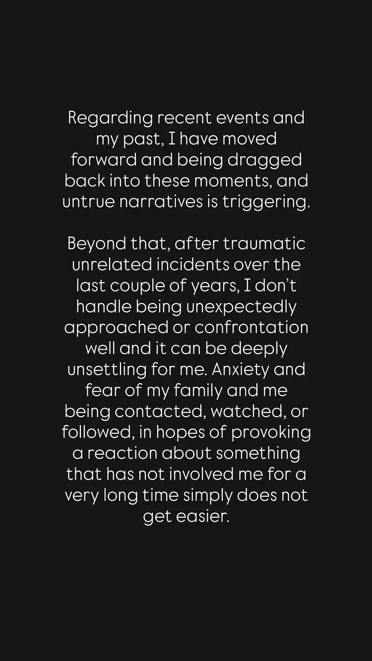 Smith's statement. Credit: Instagram Story