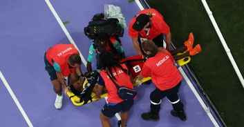 Olympics 3000-meter men's steeplechase athlete is carried off on stretcher in neckbrace after hitting his head in terrifying fall
