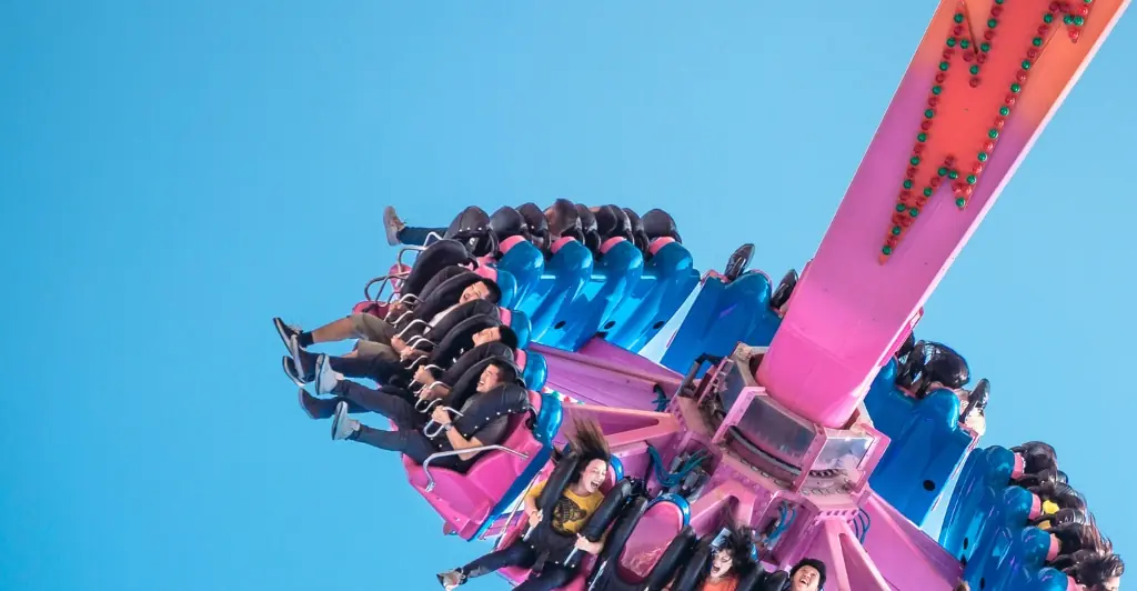 Amusement park guests left fearing for their lives as ride breaks down, leaving them dangling upside down