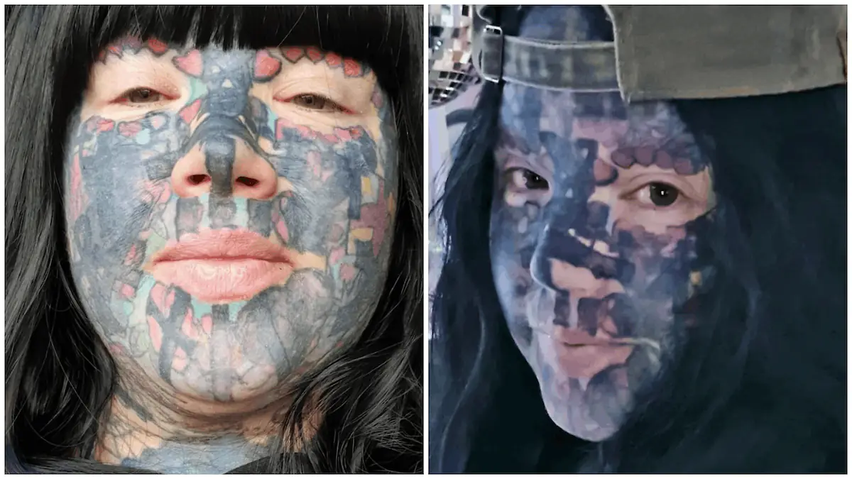 Mom With 800 Tattoos Reveals Her Face Without The “Extreme” Look, But Her Family And Even Her Dog Were Not Prepared For The Change