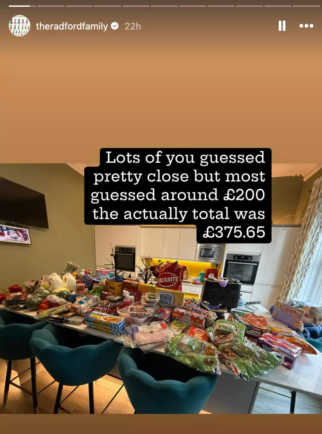 Sue revealed how much she spends on groceries each time she visits the shops. Credit: Instagram