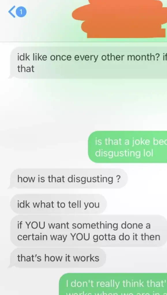 The woman shared the conversation that sparked the end of their relationship. Credit: Reddit