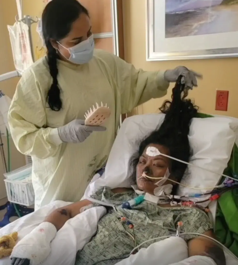 Now, the mom of two is a quadruple amputee. Credit: GoFundMe