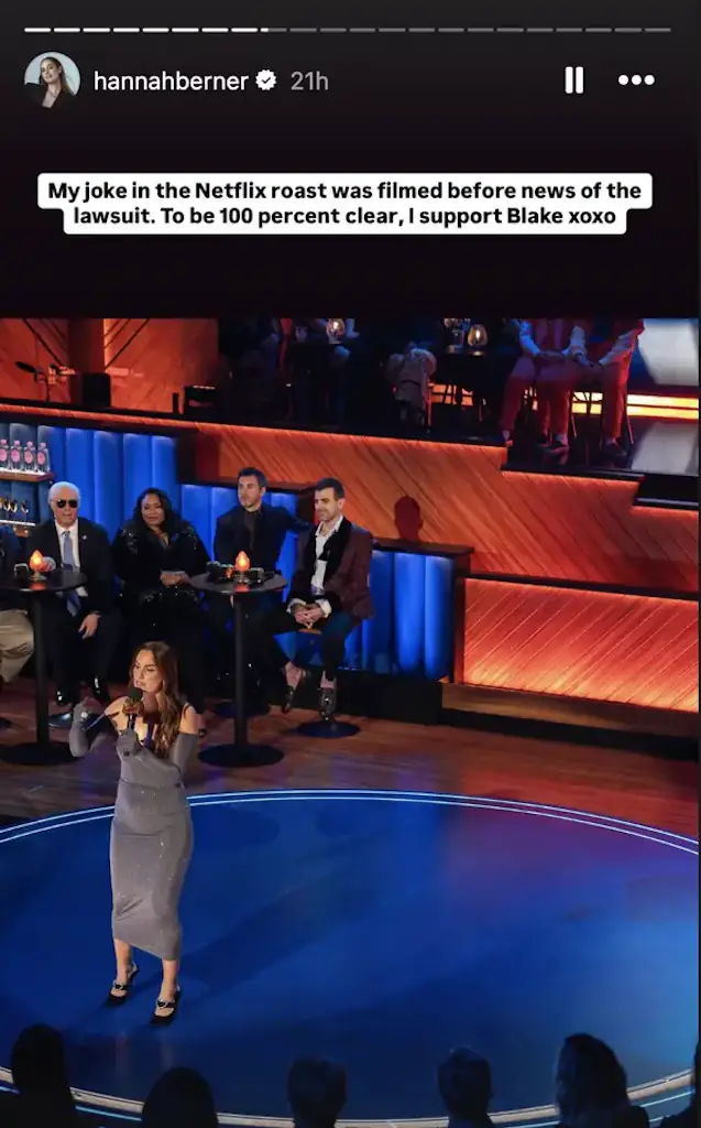 The comedian addressed the backlash on social media. Credit: @hannahberner / Instagram