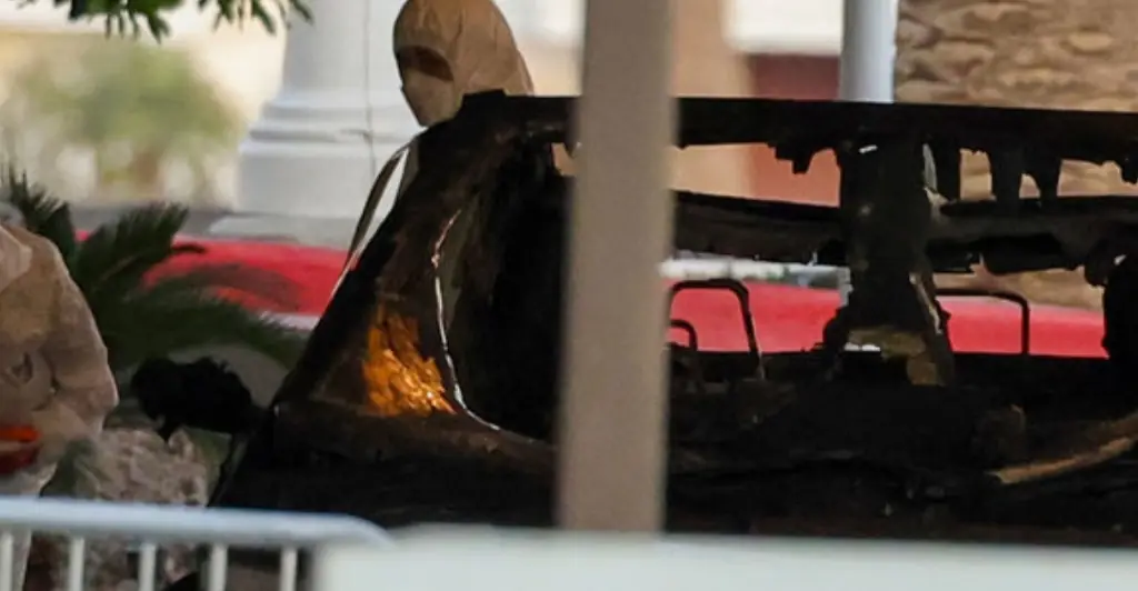 Terrifying moment Tesla Cybertruck explodes outside Trump hotel in Las Vegas