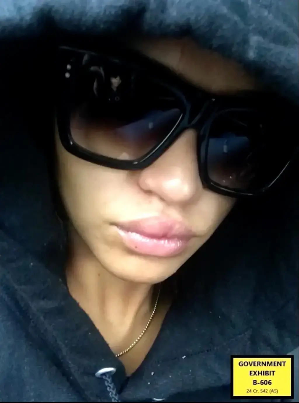 Ventura concealed her black eye with sunglasses. Credit: Department of Justice