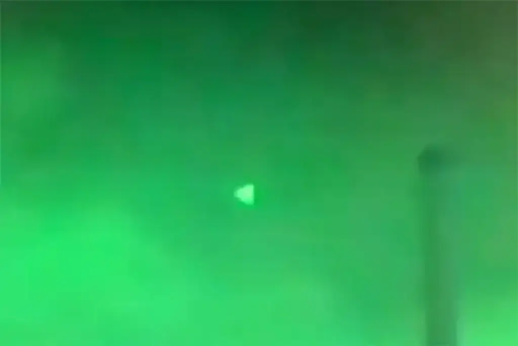 Alleged footage of a pyramid or triangle shaped UAP. Credit: Jeremy Corbell/US Navy