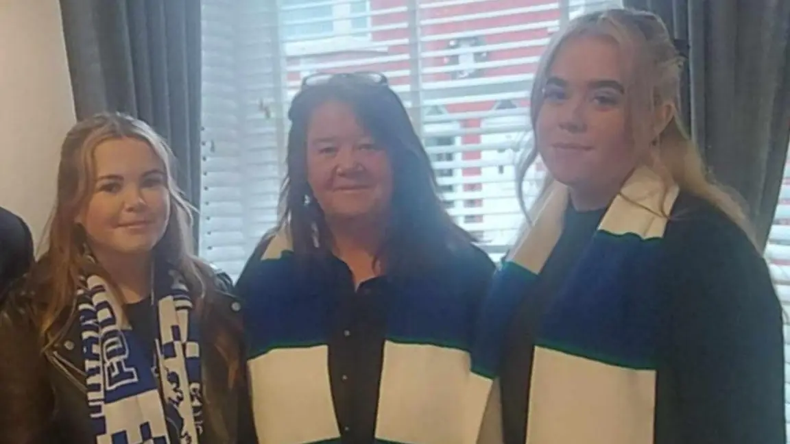 Tracey McGrann pictured with her daughters Alisha (left), now 17, and Leah (right), now 25
