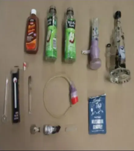 Police discovered six pipes that tested positive for meth at Opsincs’ apartment. Credit: Riviera Beach Police Department