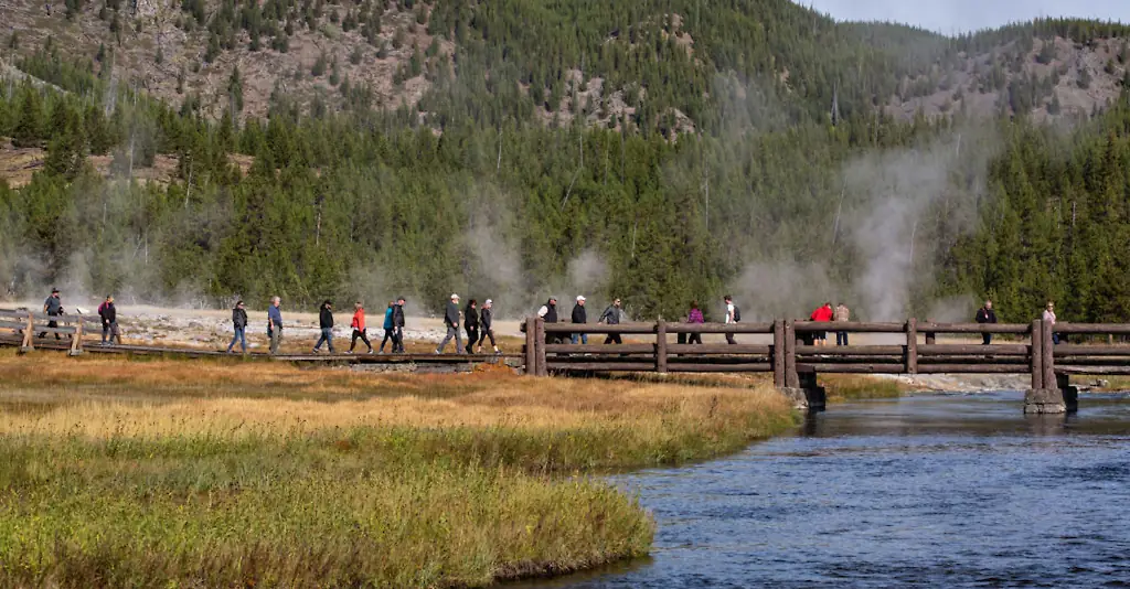 Yellowstone has designated boardwalks for people to safely view the hotsprings. Credit: George Rose / Getty