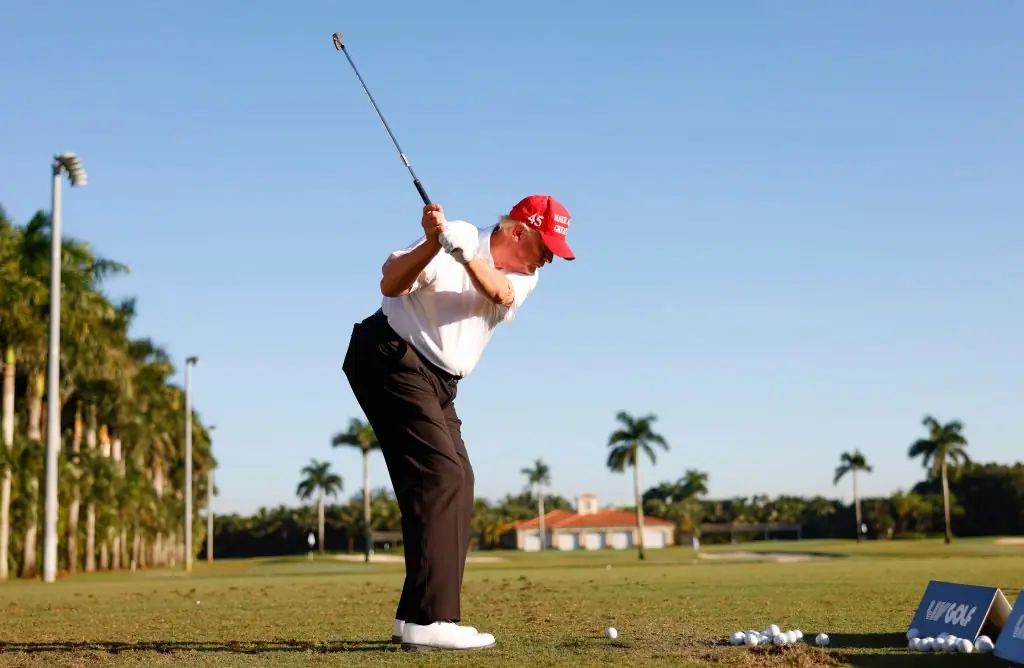 Donald Trump says golf is his main form of exercise. Credit: Chris Trotman/LIV Golf/Getty
