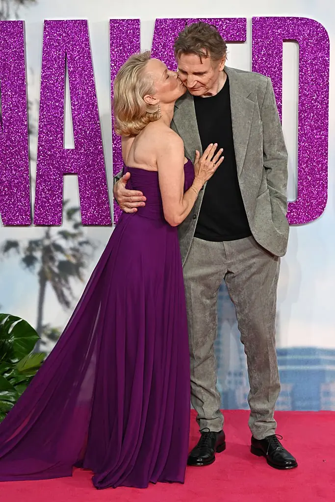 Anderson and Neeson shared a moment on the red carpet. Credit: Jeff Spicer / Getty