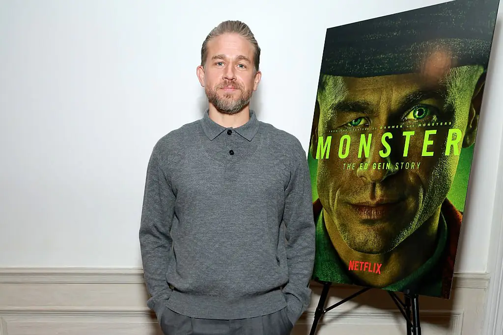 Charlie Hunnam stars as Ed Gein in the Netflix MONSTER: The Ed Gein Story. Credit: Jason Mendez / Getty