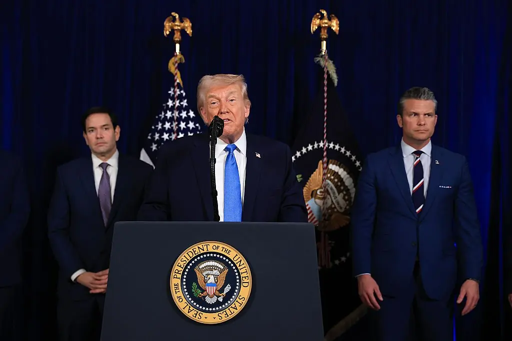 Donald Trump addressed the nation after the strike on Venezuela. Credit: Joe Raedle/Getty Images