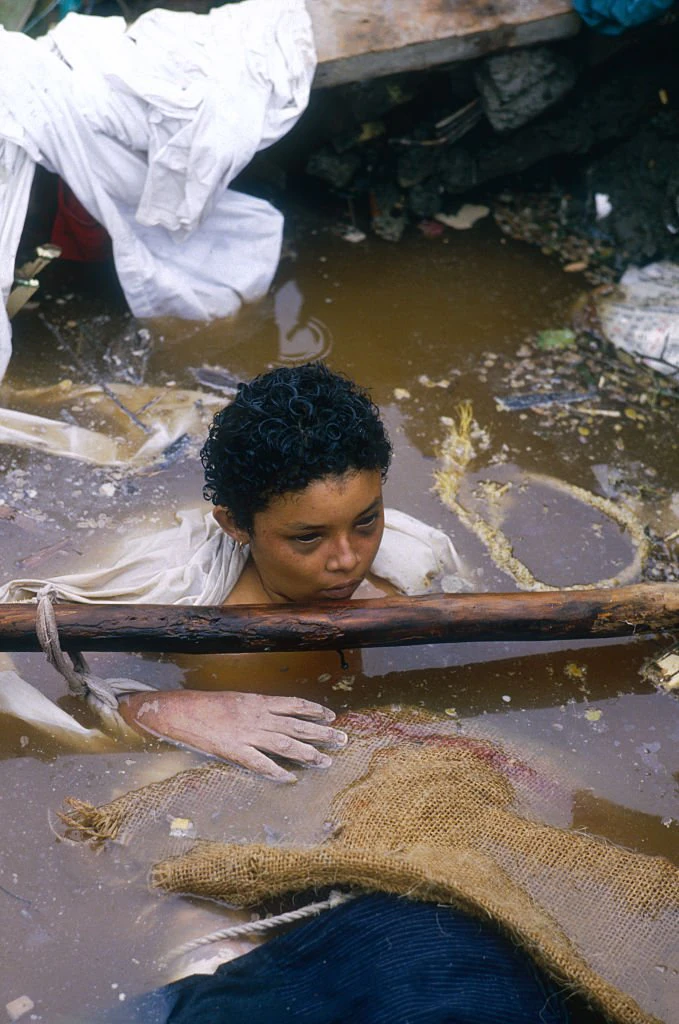 Omayra was trapped for 60 hours until she passed away. Credit: Jacques Langevin/Sygma/Sygma via Getty Images