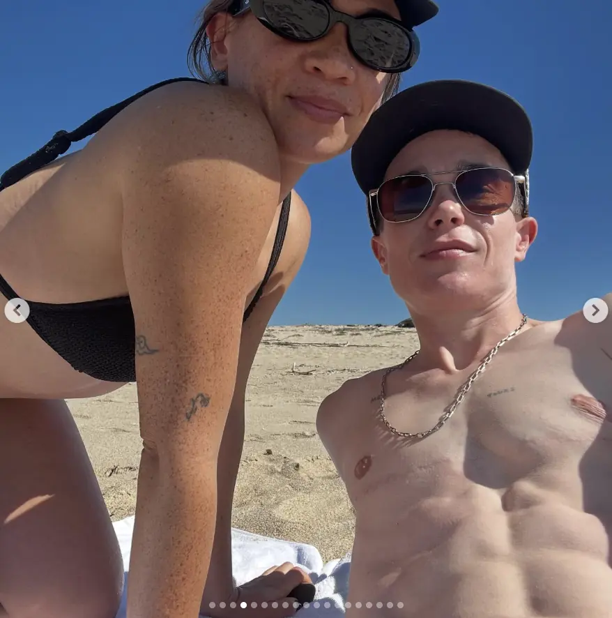 Page and Shiplett’s relationship became official on social media last summer, marking the actor’s first public partnership since he came out as a trans man. Credit: Elliot Page / Instagram