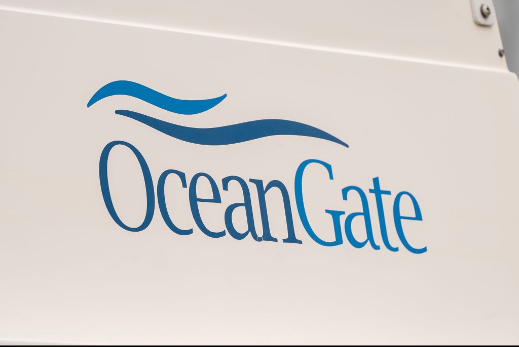 EVERETT, WASHINGTON - JUNE 21: The OceanGate logo is seen on a vessel stored near the OceanGate offices on June 21, 2023 in Everett, Washington. OceanGate, owner of the missing submersible carrying five people trying to visit the Titanic wreckage in the North Atlantic, operates out of Everett. (Photo by David Ryder/Getty Images)