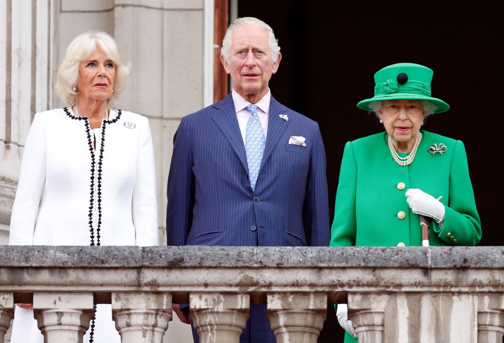 Camilla, King Charles, and Queen Elizabeth II 