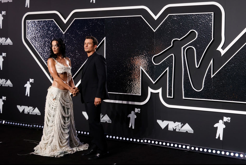 ELMONT, NEW YORK - SEPTEMBER 11: Katy Perry and Orlando Bloom attend the 2024 MTV Video Music Awards at UBS Arena on September 11, 2024 in Elmont, New York. (Photo by Taylor Hill/Getty Images)