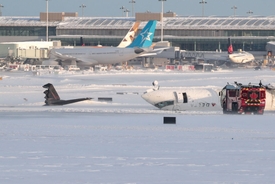New footage shows the moment Delta Air Lines plane flipped on runway with 80 people onboard