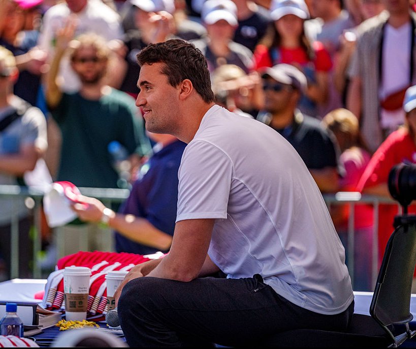Charlie Kirk, moments before he was fatally shot. Credit: Trent Nelson/The Salt Lake Tribune/Getty