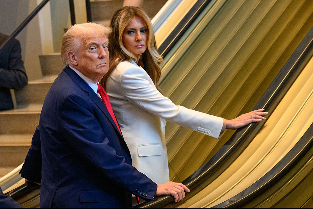 Trump and Melania were forced to walk up a stalled UN escalator. Credit: Alexi J. Rosenfeld / Getty
