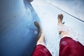 Female diver ignores warnings over men-only waterslide - goes down anyway
