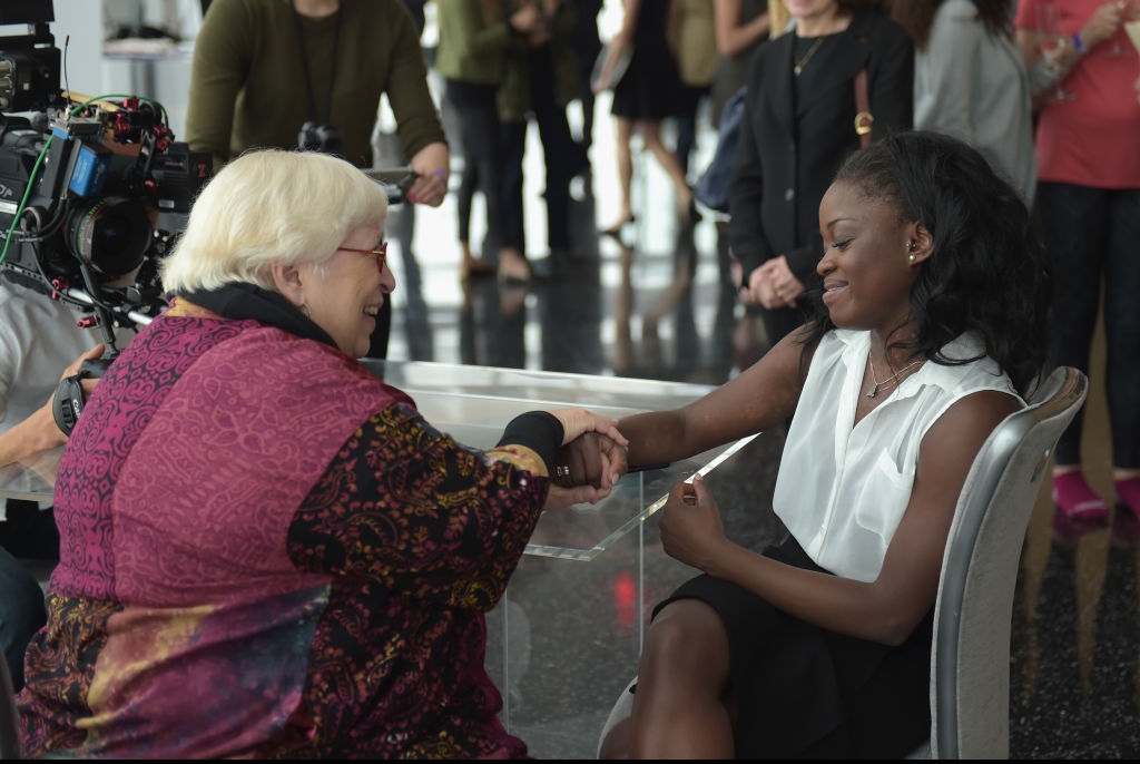 NEW YORK, NY - APRIL 26: Elaine DePrince (L) and Ballerina Michaela DePrince attend the Jockey 