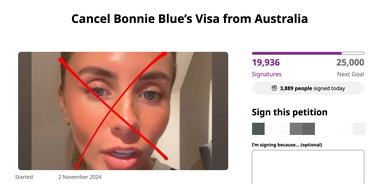 Adult star Bonnie Blue shares defiant response after almost 20,000 people sign petition to have her deported from Australia